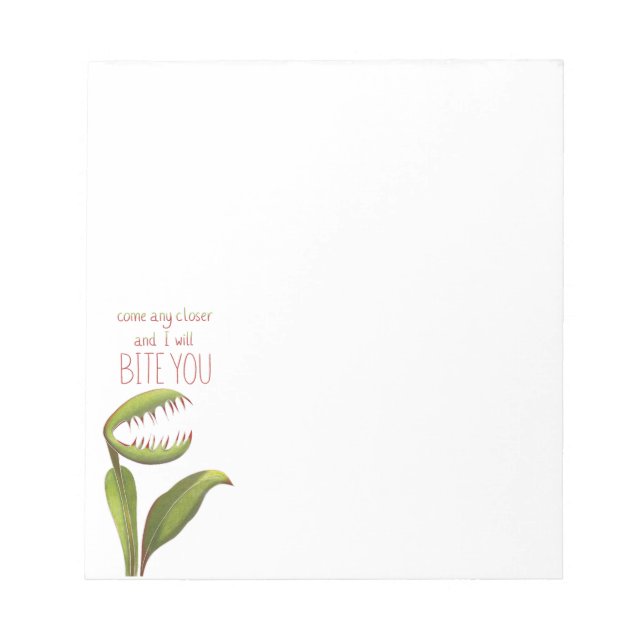 Funny Venus Flytrap with Warning Message Notepad (Front)