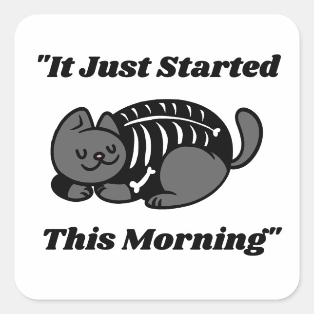 Funny Vet Quote: It Just Started This Morning Cat  Square Sticker (Front)