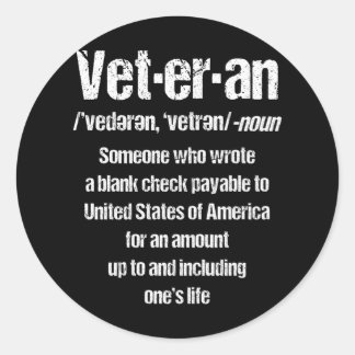 FUNNY VETERAN American Veteran Gift Veterans Day Classic Round Sticker
