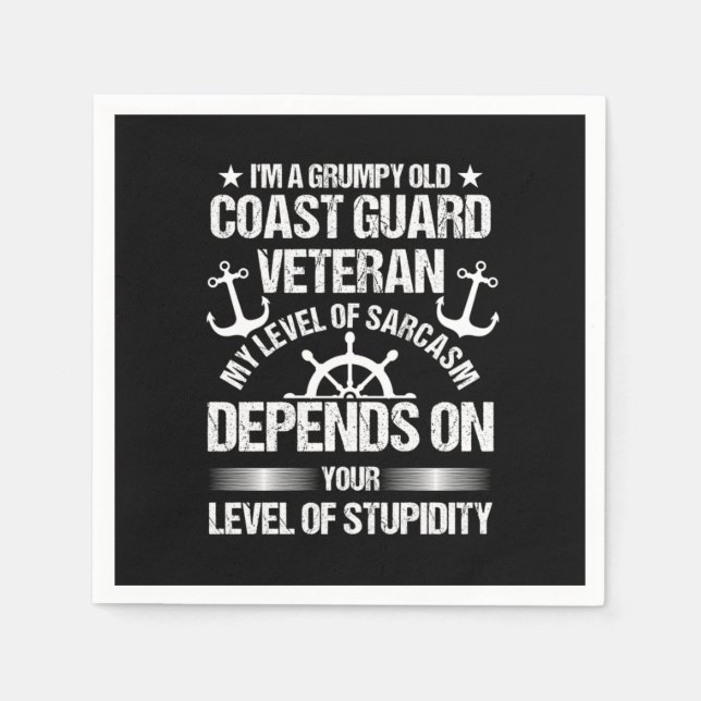 Funny Veterans Day Grumpy Old Coast Guard Independ Napkin (Front)