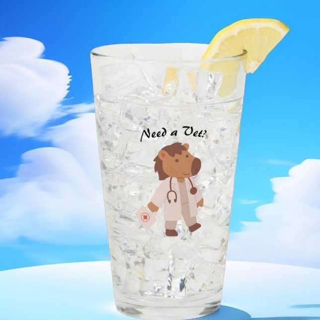 Funny Veterinarian Humour Animal Care Quote Glass (Creator Uploaded)