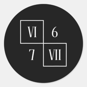 Funny Vi Vii 6 7 Meme Roman Numerals Math Six Seve Classic Round Sticker