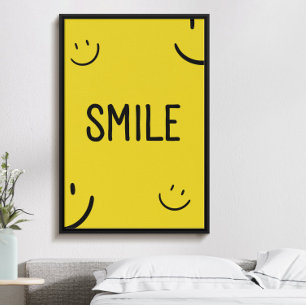 Funny vibrant yellow minimalist smile motivational poster