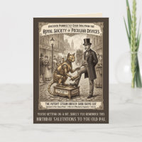 Funny Victorian Cat Birthday card