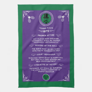 Funny Victorian Tennis Rules Art Tea Towel