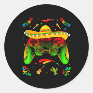 Funny Video Game Cinco De Mayo Boys Kids Let's Fie Classic Round Sticker