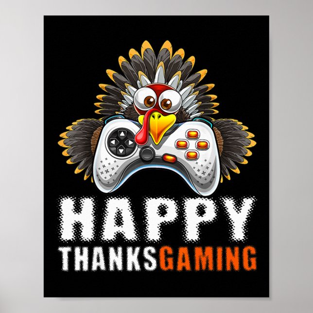Funny Video Game Console Turkey Thanksgiving Gamer Poster (Front)