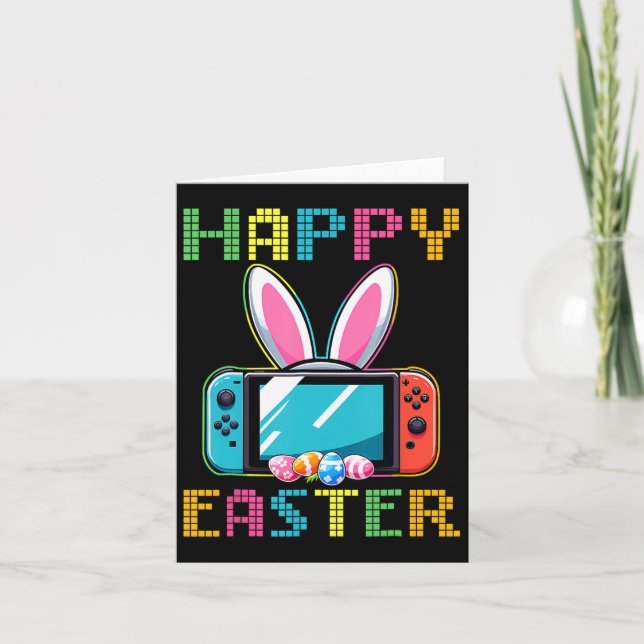 Funny Video Game Easter Bunny Gaming Controller Ga Card (Front)