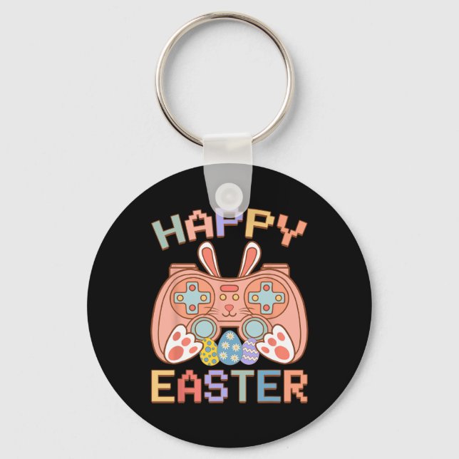 Funny Video Game Easter Bunny Gaming Controller Ga Key Ring (Front)