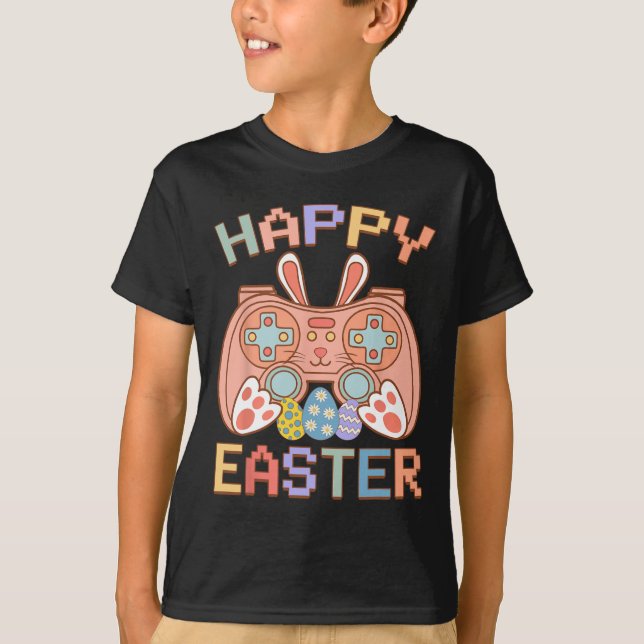 Funny Video Game Easter Bunny Gaming Controller Ga T-Shirt (Front)