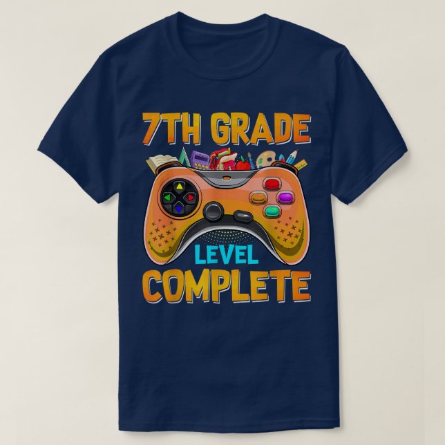 Funny Video Game Level Complete Graduation 7th Gra T-Shirt (Design Front)