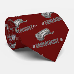 Funny Video Gamer Gameologist Controller Red Tie