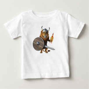 Funny Viking Lion Warrior with Shield and Rubber C Baby T-Shirt