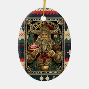 Funny Viking Santa Claus Valhalla Christmas Yule Ceramic Tree Decoration