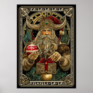 Funny Viking Santa Claus Valhalla Christmas Yule Poster