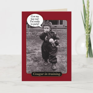 Funny Vintage 1950s Cougar Birthday Card