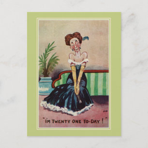 Funny vintage 21st birthday for her postcard