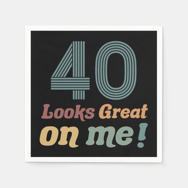 Funny Vintage 40th Birthday Napkin (Front)
