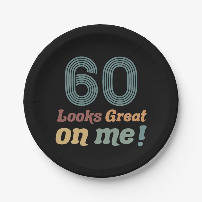 Funny Vintage 60th Birthday Paper Plate (Front)