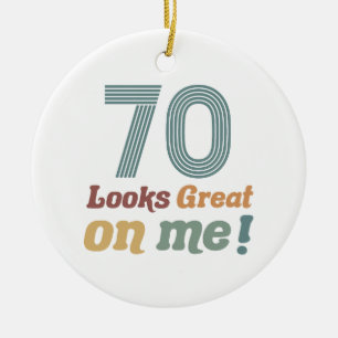 Funny Vintage 70th Birthday Ceramic Tree Decoration