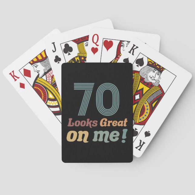 Funny Vintage 70th Birthday Playing Cards (Back)