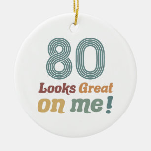 Funny Vintage 80th Birthday Ceramic Tree Decoration