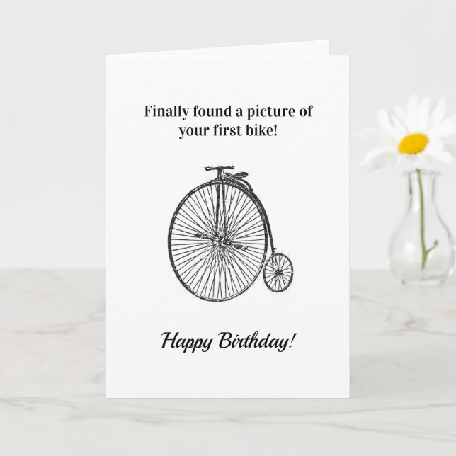 Funny Vintage Age First Bike Birthday Card (Small Plant)