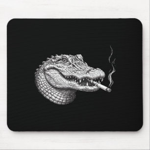 Funny vintage alligator face smoking cigarette mem mouse pad