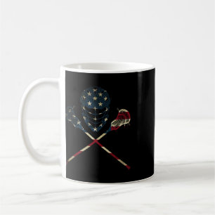 Funny Vintage American Flag Lacrosse Usa Sport Men Coffee Mug