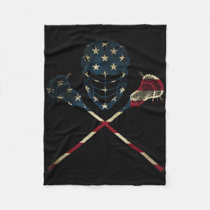 Funny Vintage American Flag Lacrosse Usa Sport Men Fleece Blanket