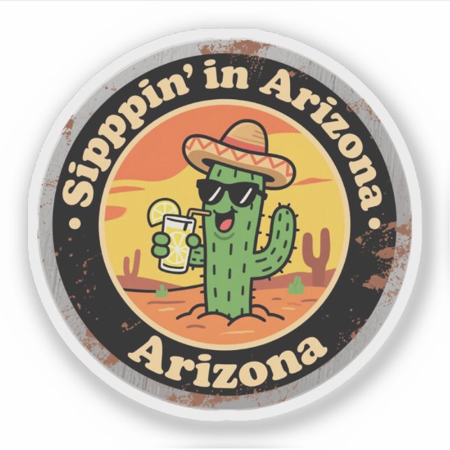 Funny Vintage Arizona Sippin Cactus (Front)