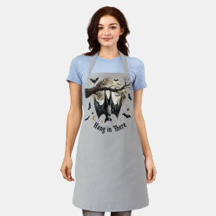 Funny Vintage Bat Hanging in There Halloween Apron