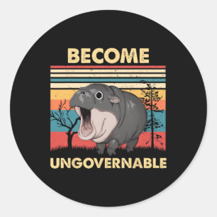Funny Vintage Become Ungovernable Moo Deng Ba  Classic Round Sticker