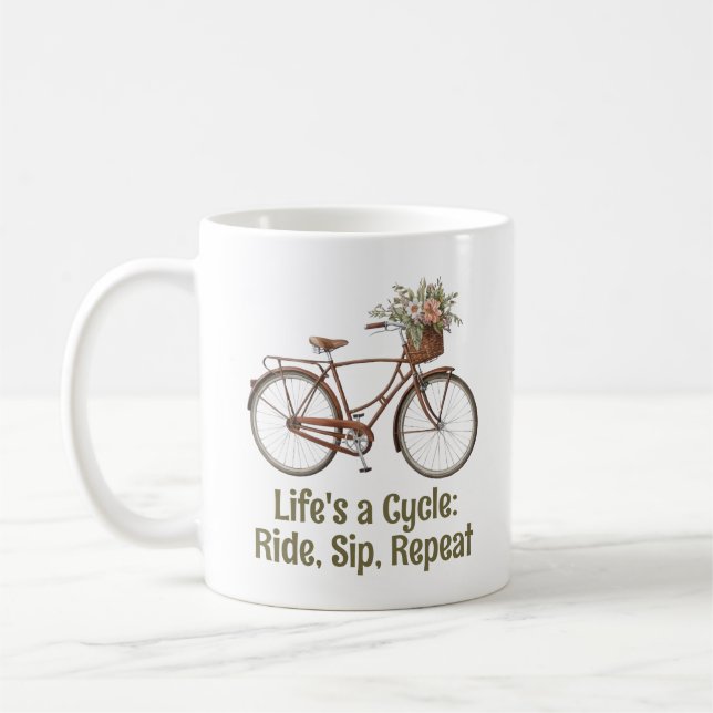 Funny Vintage Bicycle Coffee Mug (Left)
