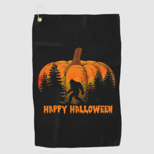 Funny Vintage Bigfoot Pumpkin Halloween Trick Golf Towel