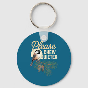 Funny Vintage Bird Nature Illustration Please Chew Key Ring