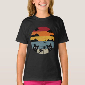 Funny Vintage Black Cat Retro Style T-Shirt
