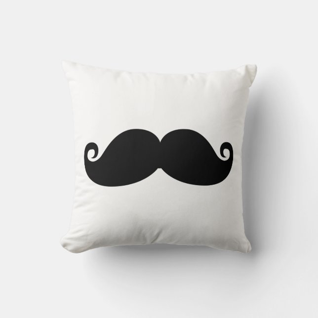 Funny Vintage Black Moustache Cushion (Front)