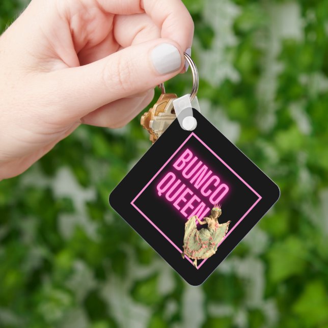 Funny Vintage Bunco Queen  Key Ring (Hand)