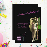 Funny Vintage Butterfly Girl Birthday Invite