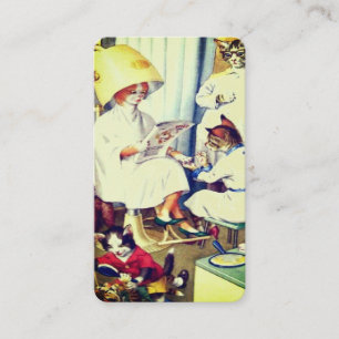 Funny vintage cats beauty salon business card