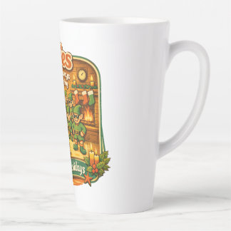 Funny Vintage Christmas Elves Are Always Watching Latte Mug