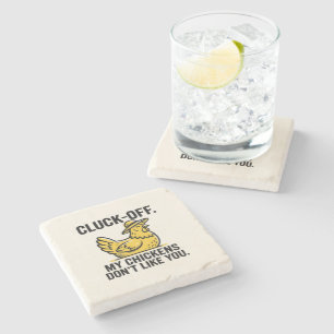 Funny Vintage Cluk Off Chicken Lover Minimalist Stone Coaster