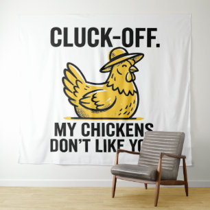 Funny Vintage Cluk Off Chicken Lover Minimalist Tapestry