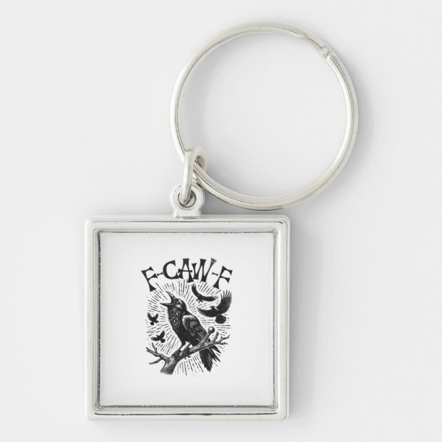 Funny Vintage Crow F-Caw-F Key Ring (Front)