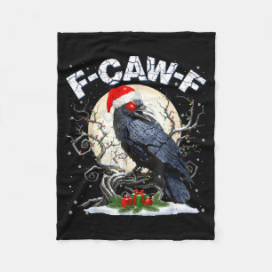 Funny Vintage Crow Santa Hat Pjs Pajamas Christmas Fleece Blanket