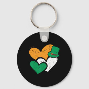 Funny Vintage Cute Hearts St Patricks Day Women Gi Key Ring