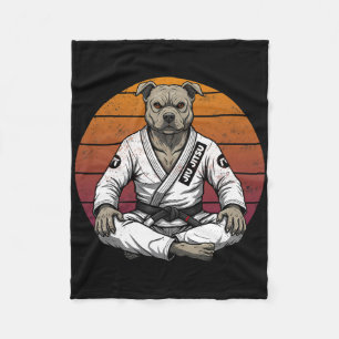 Funny Vintage Dog Brazilian Jiu Jitsu Retro Grappl Fleece Blanket