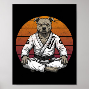Funny Vintage Dog Brazilian Jiu Jitsu Retro Grappl Poster