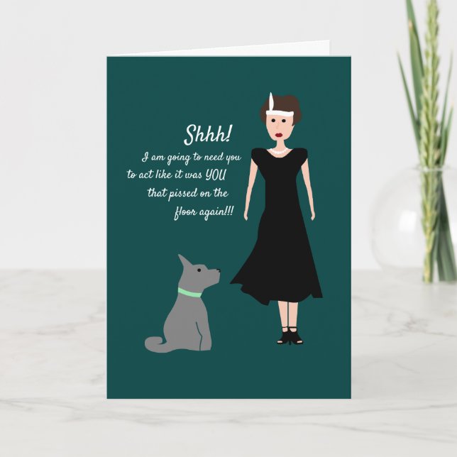 Funny Vintage Dog Joke, Comedy Card (Front)